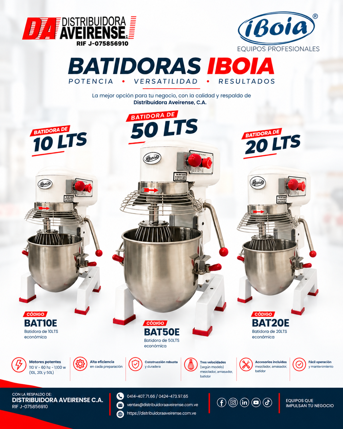 Batidoras Industriales IBOIA de 10, 20 y 50 Litros.